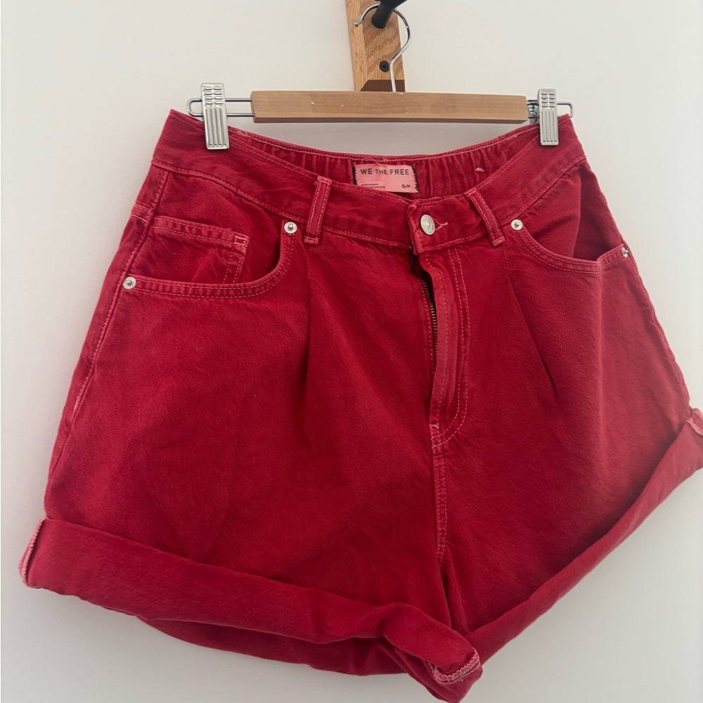 Free People We The Free High Waist Red Shorts